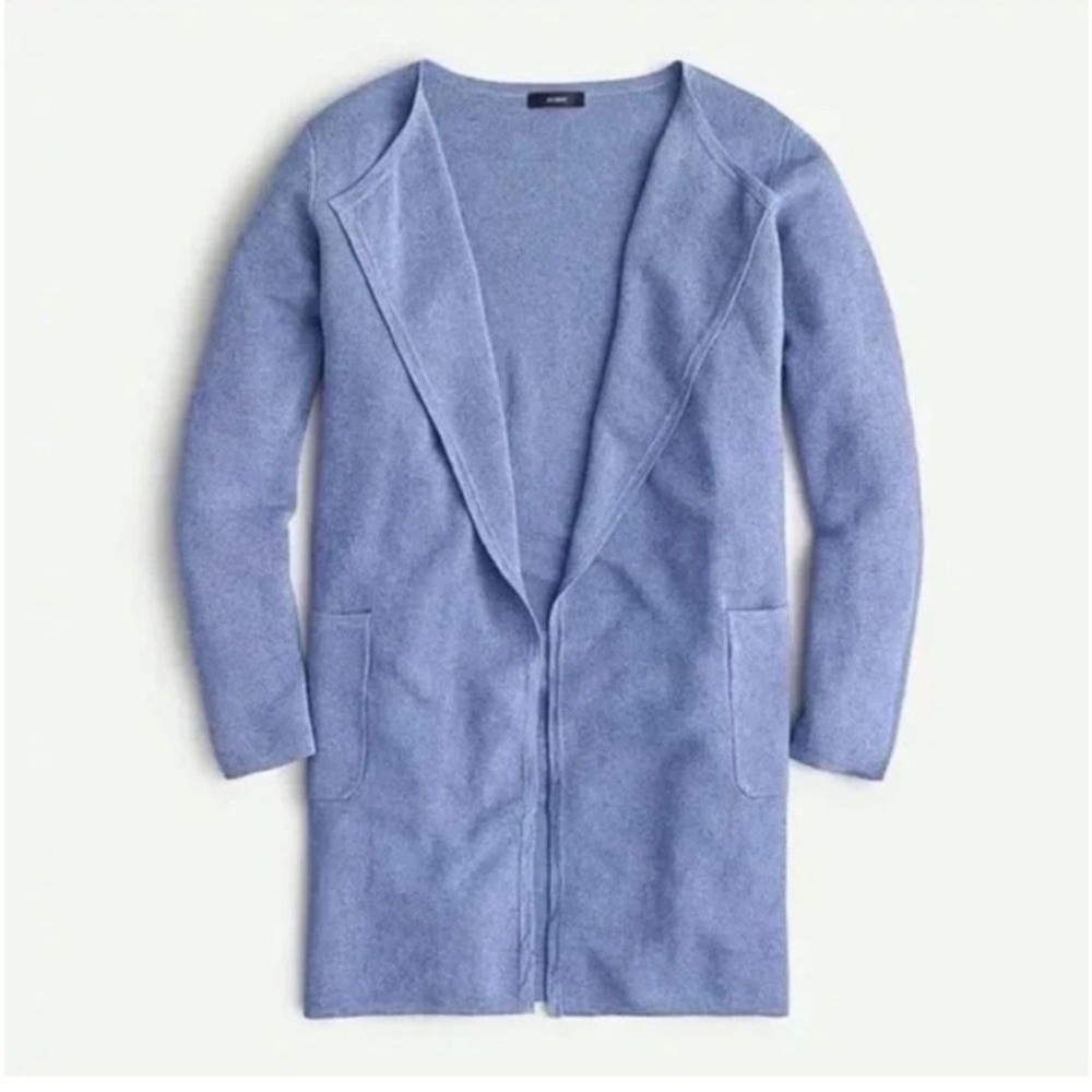 J. Crew Linen Blend Juliette Collarless Open Duster Cardigan -Light Blue Small